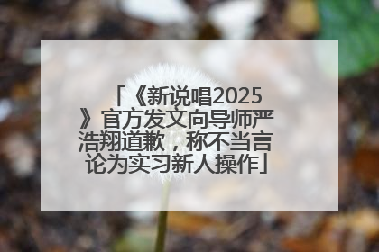 《新说唱2025》官方发文向导师严浩翔道歉，称不当言论为实习新人操作