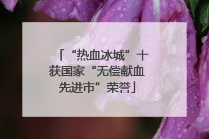 “热血冰城”十获国家“无偿献血先进市”荣誉