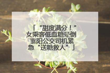 “甜度满分！”女乘客低血糖晕倒 襄阳公交司机紧急“送糖救人”