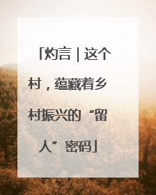 灼言｜这个村，蕴藏着乡村振兴的“留人”密码