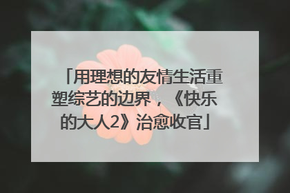 用理想的友情生活重塑综艺的边界，《快乐的大人2》治愈收官