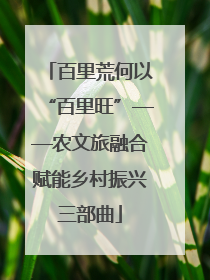 百里荒何以“百里旺”——农文旅融合赋能乡村振兴三部曲