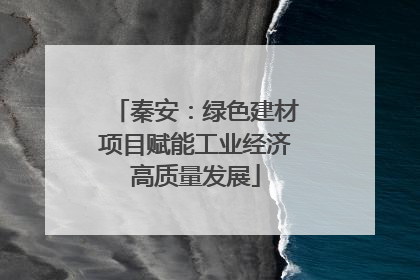 秦安：绿色建材项目赋能工业经济高质量发展