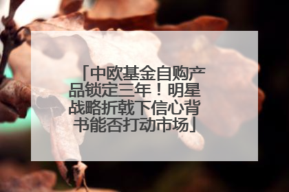 中欧基金自购产品锁定三年！明星战略折戟下信心背书能否打动市场