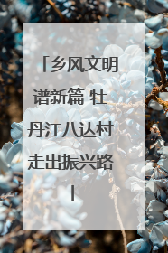 乡风文明谱新篇 牡丹江八达村走出振兴路