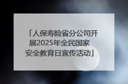 人保寿险省分公司开展2025年全民国家安全教育日宣传活动