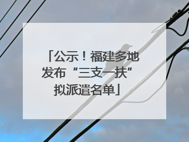 公示！福建多地发布“三支一扶”拟派遣名单
