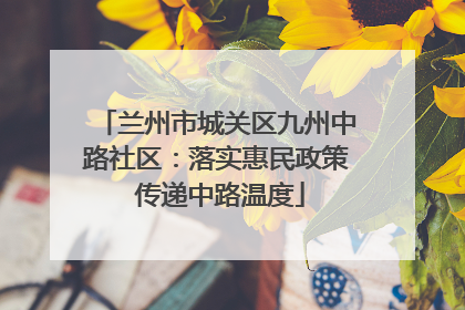 兰州市城关区九州中路社区：落实惠民政策 传递中路温度