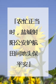 农忙正当时，盐城射阳公安护航田间地头保平安