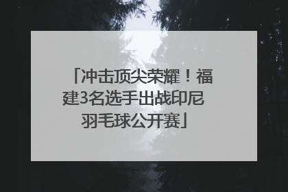 冲击顶尖荣耀!福建3名选手出战印尼羽毛球公开赛