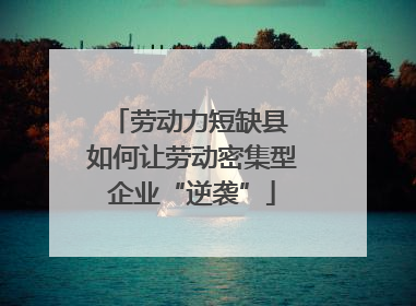 劳动力短缺县 如何让劳动密集型企业“逆袭”