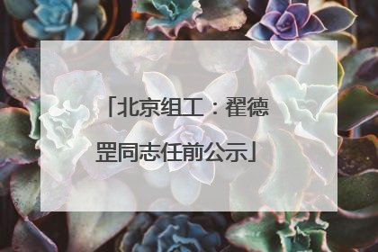 北京组工：翟德罡同志任前公示