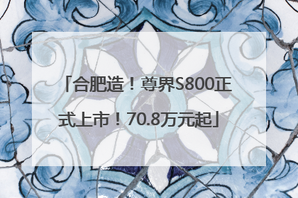 合肥造！尊界S800正式上市！70.8万元起