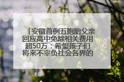 安徽首例五胞胎父亲回应高中免除相关费用超50万：希望孩子们将来不辜负社会各界的帮助与支持