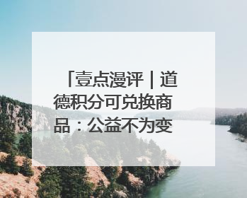 壹点漫评｜道德积分可兑换商品：公益不为变现，但需要更多鼓励