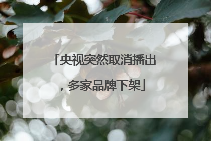 央视突然取消播出，多家品牌下架