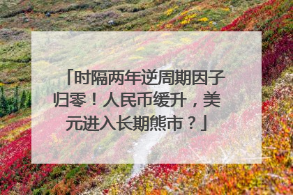 时隔两年逆周期因子归零！人民币缓升，美元进入长期熊市？