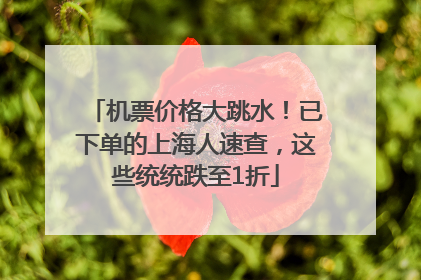 机票价格大跳水！已下单的上海人速查，这些统统跌至1折