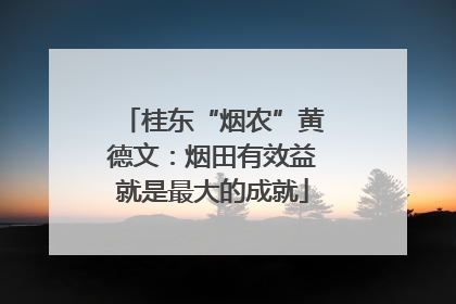 桂东“烟农”黄德文：烟田有效益就是最大的成就