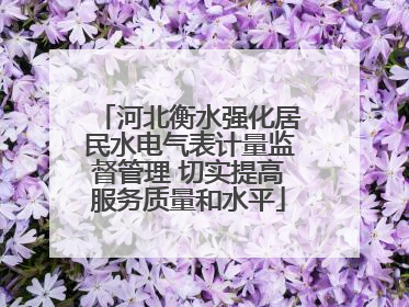 河北衡水强化居民水电气表计量监督管理 切实提高服务质量和水平