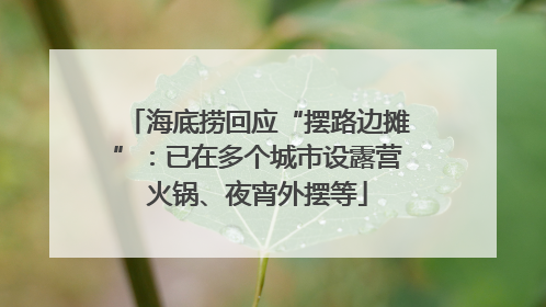 海底捞回应“摆路边摊”：已在多个城市设露营火锅、夜宵外摆等