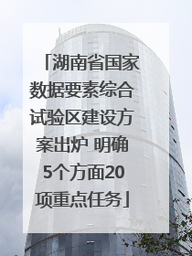 湖南省国家数据要素综合试验区建设方案出炉 明确5个方面20项重点任务