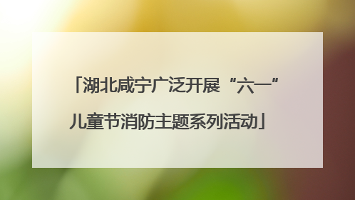 湖北咸宁广泛开展“六一”儿童节消防主题系列活动