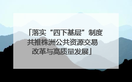落实“四下基层”制度 共推株洲公共资源交易改革与高质量发展