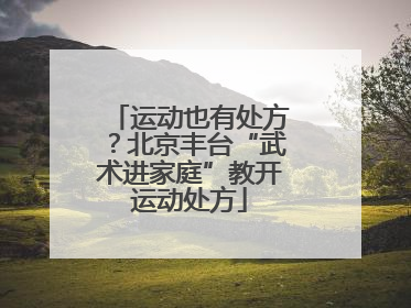 运动也有处方？北京丰台“武术进家庭”教开运动处方