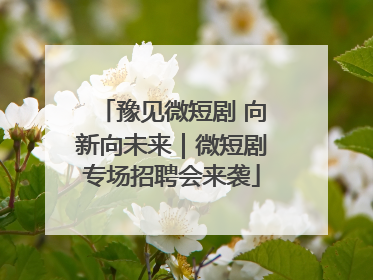 豫见微短剧 向新向未来｜微短剧专场招聘会来袭
