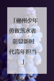 郴州少年勇救落水者 彰显新时代青年担当