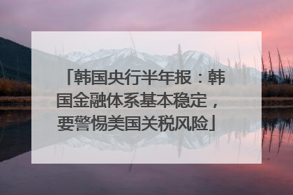 韩国央行半年报：韩国金融体系基本稳定，要警惕美国关税风险