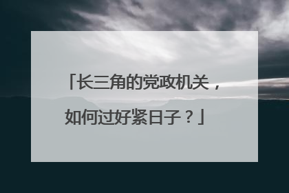 长三角的党政机关，如何过好紧日子？