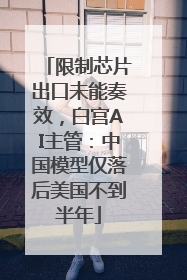 限制芯片出口未能奏效，白宫AI主管：中国模型仅落后美国不到半年