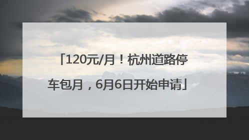 120元/月！杭州道路停车包月，6月6日开始申请