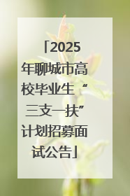 2025年聊城市高校毕业生“三支一扶”计划招募面试公告